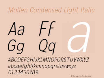 MollenCondensed-LightItalic Version 1.000图片样张