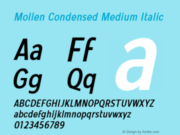 MollenCondensed-MediumItalic Version 1.000图片样张