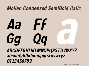 MollenCondensed-SemiBoldItalic Version 1.000图片样张