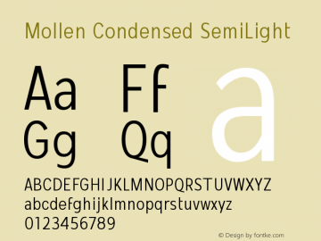 MollenCondensed-SemiLight Version 1.000 Font Sample