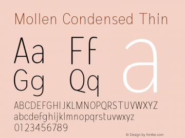 MollenCondensed-Thin Version 1.000 Font Sample