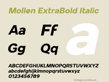 Mollen-ExtraBoldItalic Version 1.000图片样张