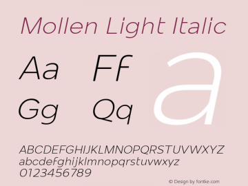 Mollen-LightItalic Version 1.000图片样张