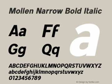 MollenNarrow-BoldItalic Version 1.000图片样张