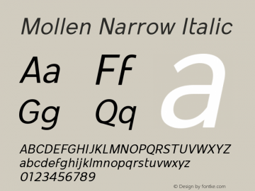 MollenNarrow-Italic Version 1.000图片样张