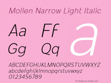 MollenNarrow-LightItalic Version 1.000图片样张