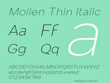 Mollen-ThinItalic Version 1.000图片样张