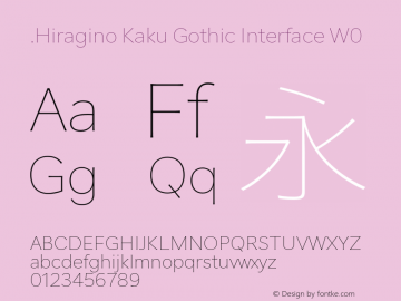 .Hiragino Kaku Gothic Interface W0 15.0d1e3 Font Sample