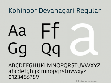 Kohinoor Devanagari Regular 14.0d5e3 Font Sample