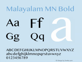Malayalam MN Bold 14.0d1e6 Font Sample