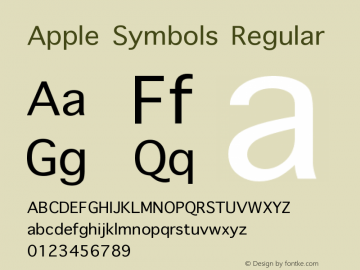 Apple Symbols Regular  Font Sample