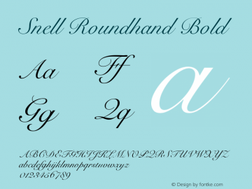 Snell Roundhand Bold 15.0d1e1 Font Sample