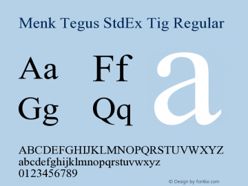 Menk Tegus StdEx Tig Version 2.000;hotconv 1.0.115;makeotfexe 2.5.65600 Font Sample