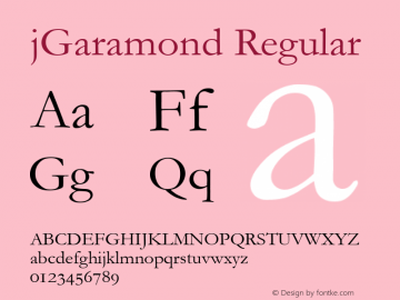 jGaramond Regular Version 1.0图片样张