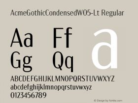 Acme Gothic Condensed W05 Light Version 1.011 Font Sample