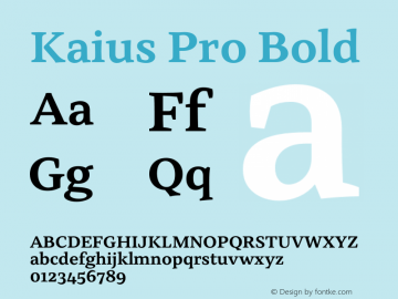 Kaius Pro Bold Version 1.000 Font Sample