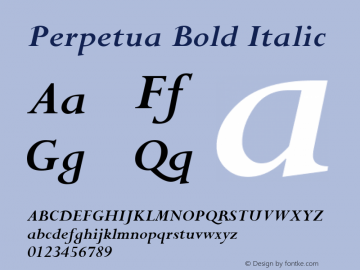 Perpetua Bold Italic Version 1.76图片样张