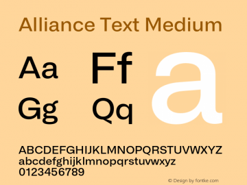 Alliance Text Medium Version 2.000;hotconv 1.0.109;makeotfexe 2.5.65596图片样张
