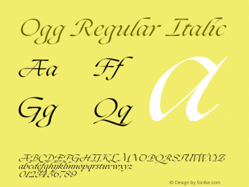 Ogg Italic Version 2.000;hotconv 1.0.109;makeotfexe 2.5.65596 Font Sample