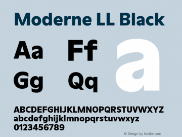 ModerneLL-Black Version 3.000; build 0003 Font Sample