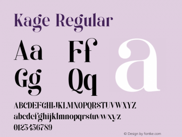 Kage-Regular Version 1.000 | wf-rip DC20200915 Font Sample