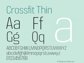 Crossfit Thin Version 1.000;PS 001.000;hotconv 1.0.88;makeotf.lib2.5.64775 Font Sample