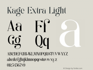 Kage Extra Light Version 1.000 Font Sample