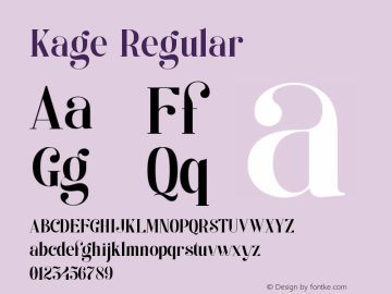 Kage Regular Version 1.000 Font Sample