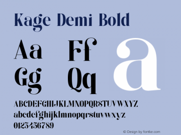 Kage Demi Bold Version 1.000 Font Sample