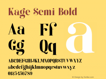 Kage Semi Bold Version 1.000 Font Sample