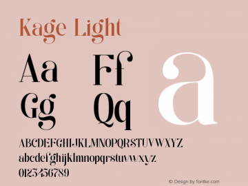 Kage Light Version 1.000 Font Sample