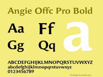 Angie Offc Pro Bold Version 7.504; 2010; Build 1003 Font Sample