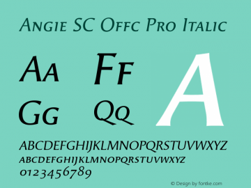 Angie SC Offc Pro Italic Version 7.504; 2010; Build 1003 Font Sample