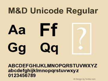 M&D Unicode Version 1.00;November 15, 2020;FontCreator 11.5.0.2430 32-bit Font Sample