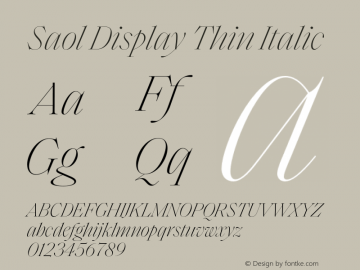 Saol Display Thin Italic Version 1.001;hotconv 1.0.109;makeotfexe 2.5.65596图片样张