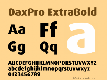 DaxPro-ExtraBold Version 7.504 Font Sample