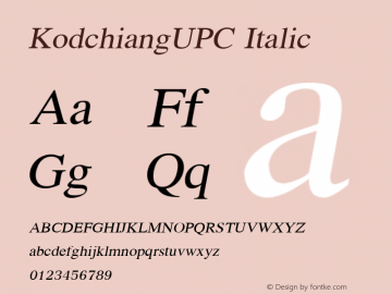 KodchiangUPC Italic Version 2.21 Font Sample