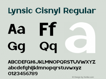 Lynsic Cisnyl Version 1.00;September 10, 2020;FontCreator 11.5.0.2430 64-bit Font Sample
