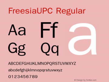 FreesiaUPC Regular Version 5.05 Font Sample
