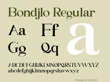 Bondjlo Version 1.00;September 20, 2020;FontCreator 12.0.0.2547 64-bit图片样张