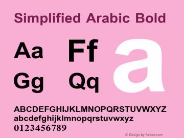 Simplified Arabic Bold Version 5.97 Font Sample