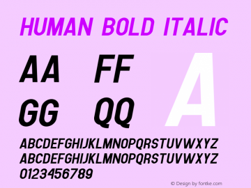 Human Bold Italic Version 1.00图片样张
