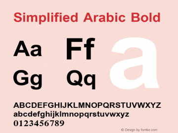 Simplified Arabic Bold Version 6.82 Font Sample