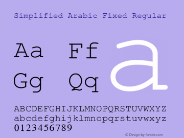 Simplified Arabic Fixed Regular Version 6.84 Font Sample