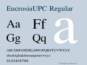 EucrosiaUPC Regular Version 2.20 Font Sample