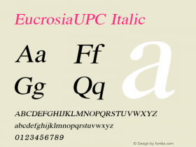 EucrosiaUPC Italic Version 5.00图片样张