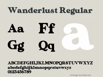 Wanderlust Version 1.00;September 20, 2020;FontCreator 12.0.0.2555 64-bit Font Sample