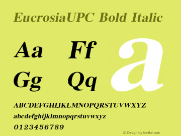 EucrosiaUPC Bold Italic Version 2.20 Font Sample