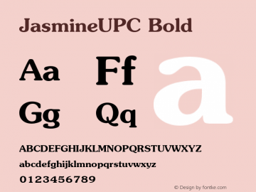 JasmineUPC Bold Version 5.00 Font Sample