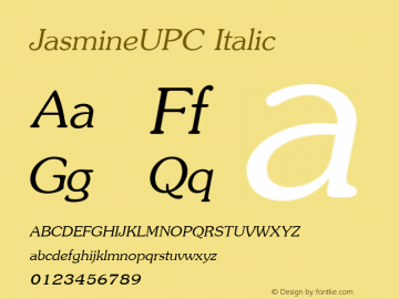 JasmineUPC Italic Version 5.00图片样张